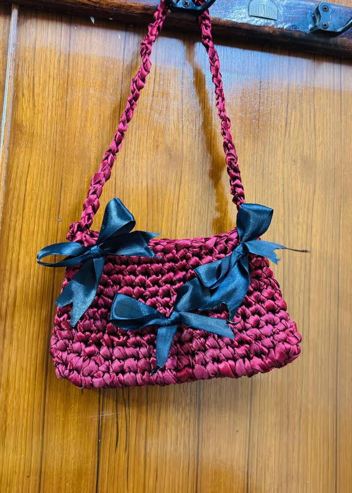 Satin Handmade Crochet Bag