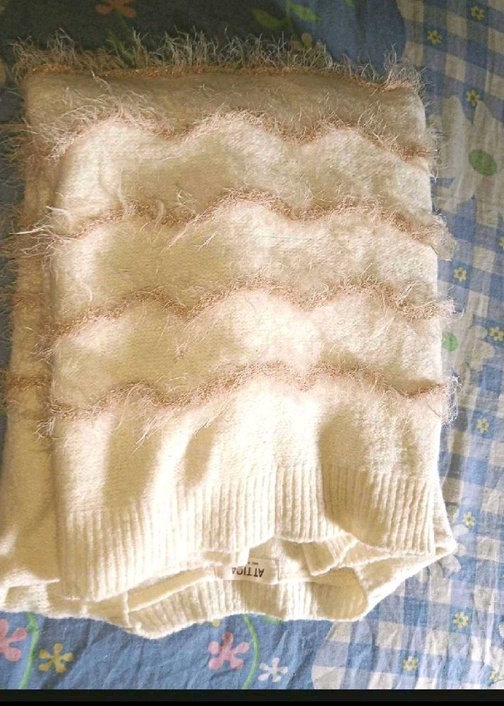 Pretty Woolen Off White Dress