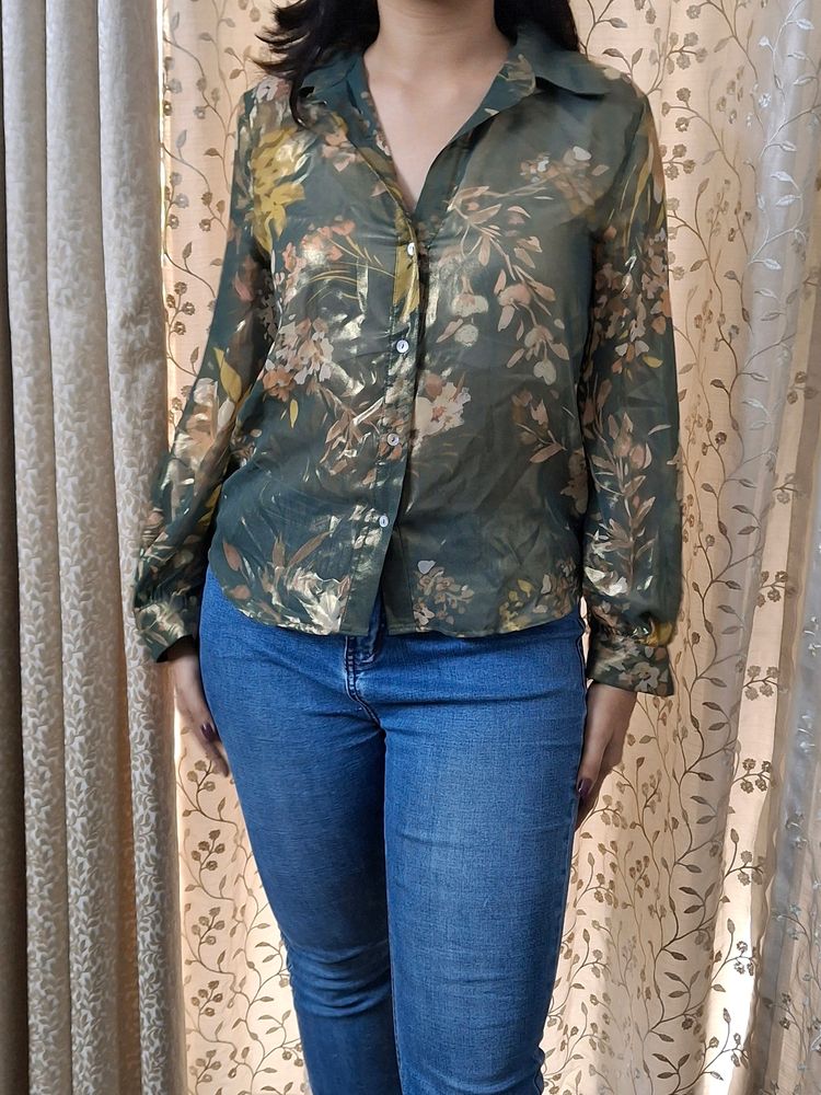 ZARA FLORAL Olive SHIRT