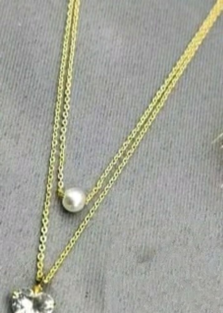 Traditional Brass Pearl With Crystal Work Chain