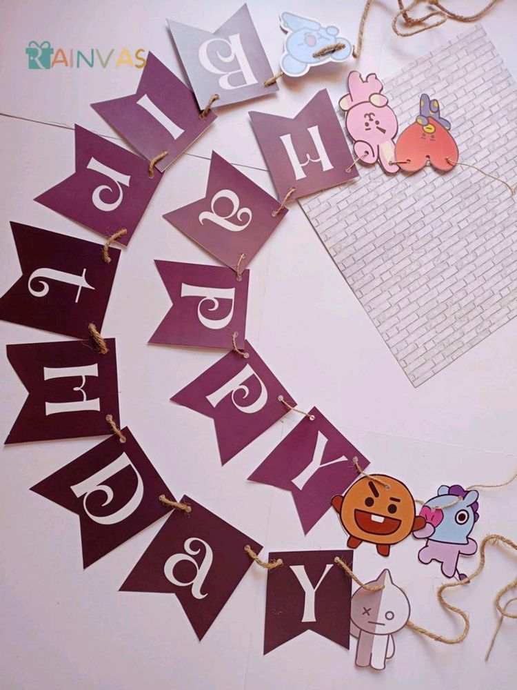 K-pop BTS Birthday Party Banner