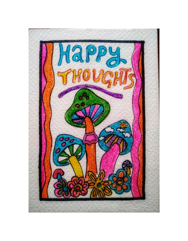 Happy Thoughts Handmade Postcard