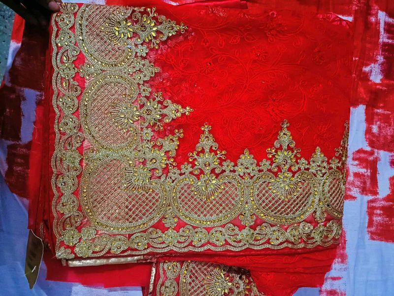 New Ravishing Red Net Saree..🔥