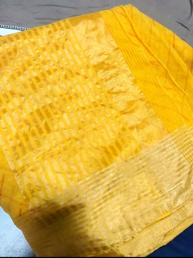 Trendy Yellow Color Sari