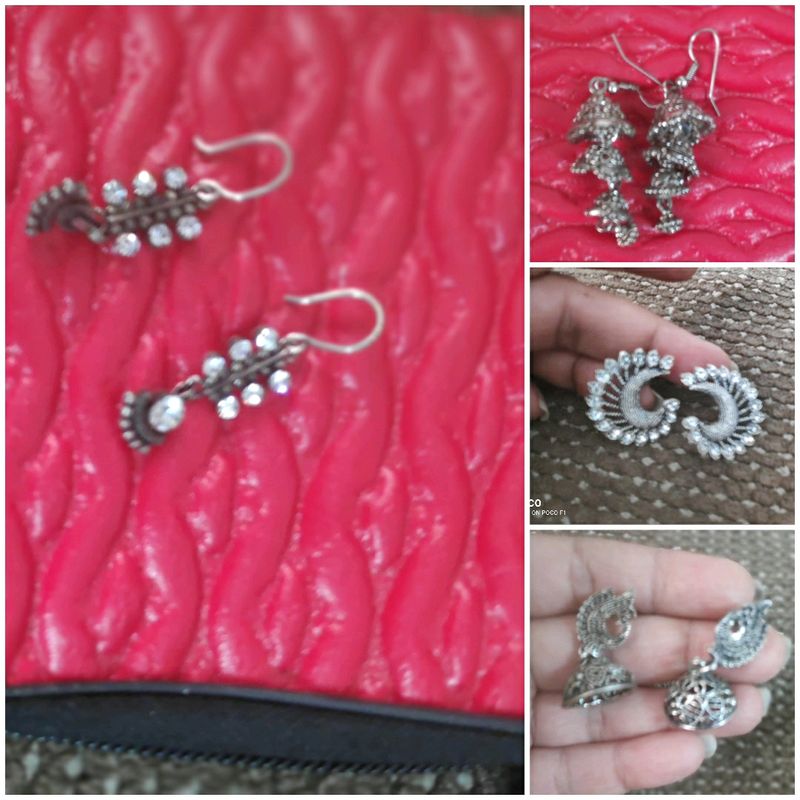 Set Of 4 Beautiful Oxidized Earings