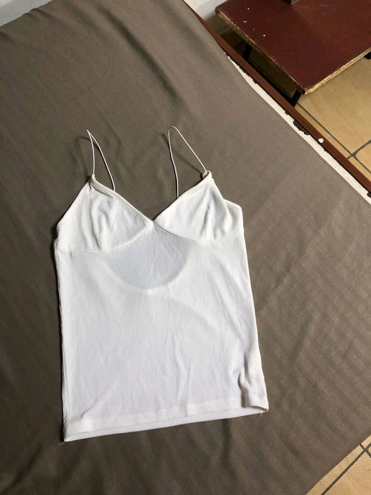 White Low Neck Cami Top