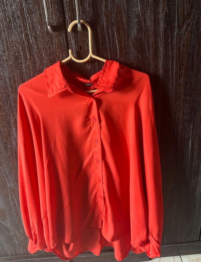 Trendy Red Blouson Top