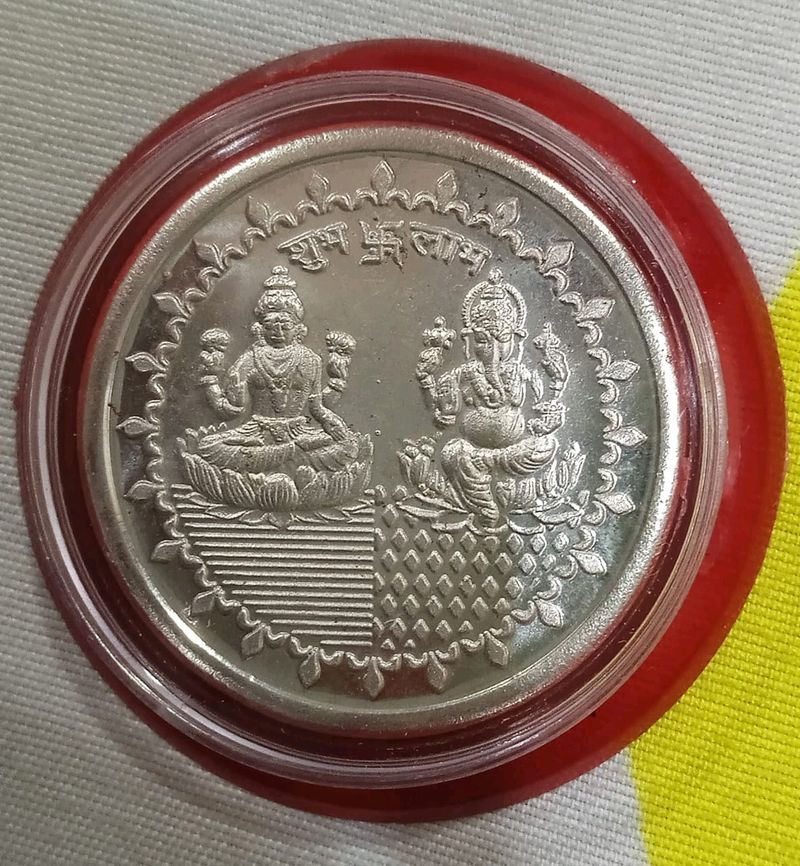 Laxmi Ganpati Silver Plated Coin