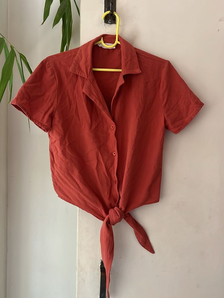 Mango Front Tie Shirt