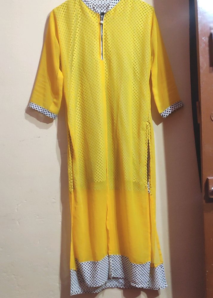 🪄 Beautiful Yellow Kurta Front Open Cut🪄