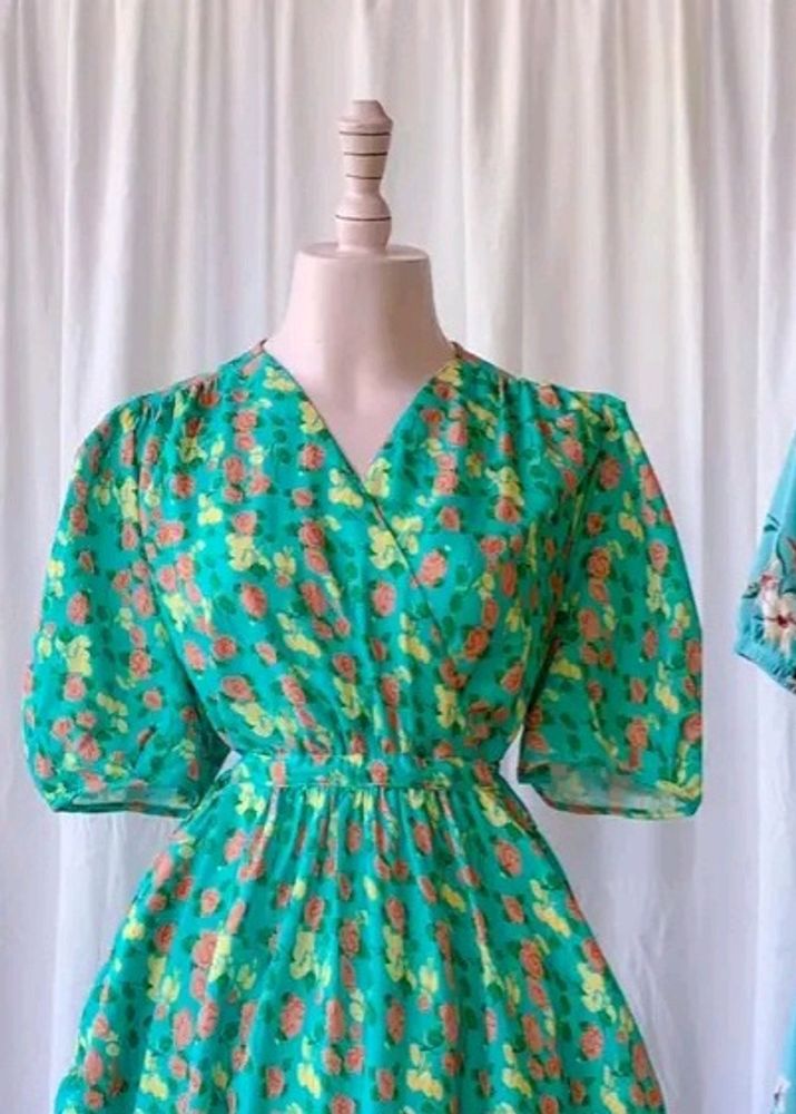 Green Printed Dress💚🛍️