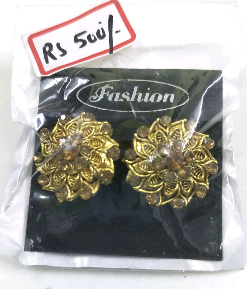 Eyerring metal flower Rhinestone bridal