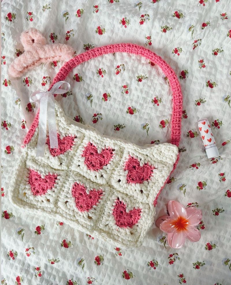 Crochet Heart Shoulder Bag!!