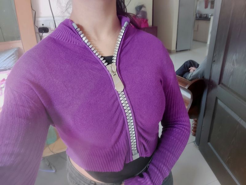 Purple Woolen Strechable New Shrug 💜