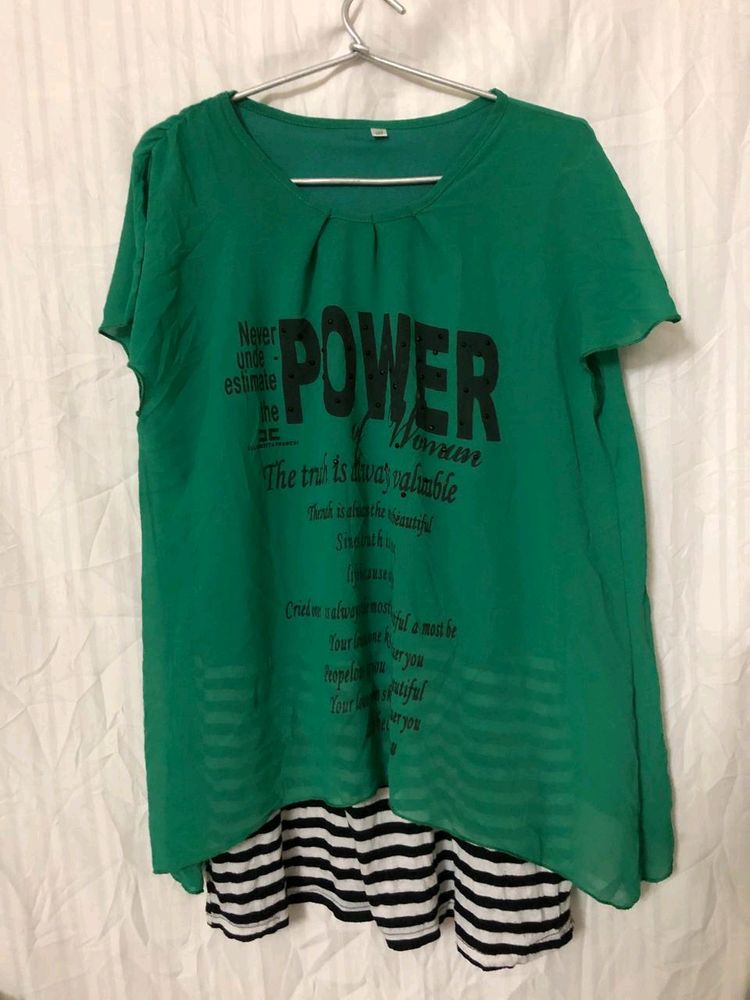 Green Women Short Sleeves Top