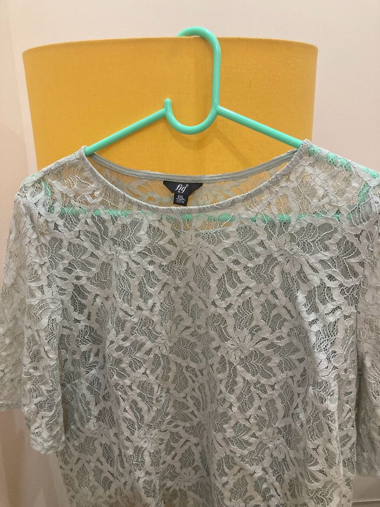 Net Olive Green Sheer Top