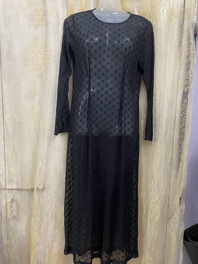 Black Georgette See Through Dress