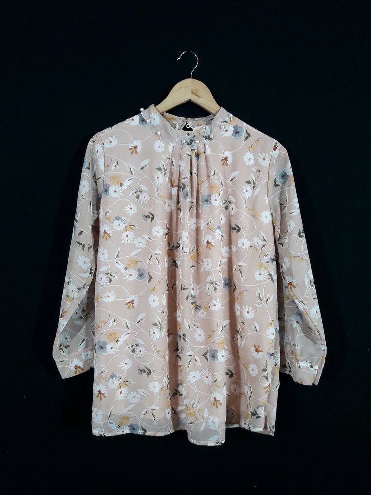 Light Peach Floral Printed Top ( Women's )