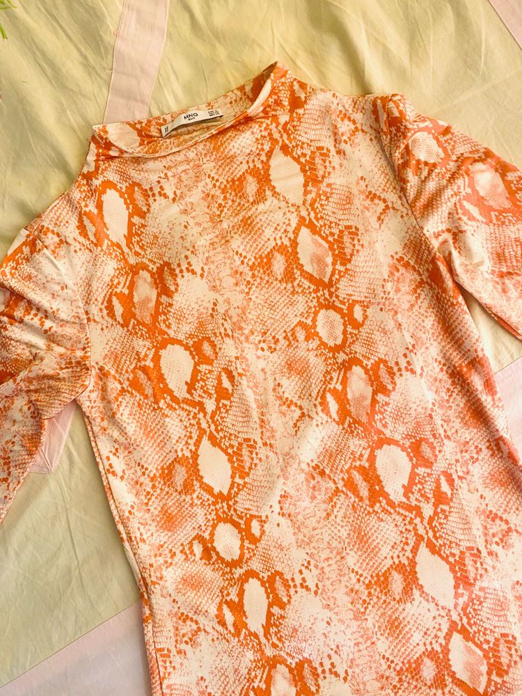 MNG Orange Snake Skin Top