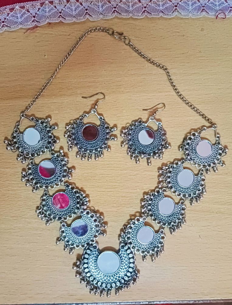 Oxidised Necklace With Earings