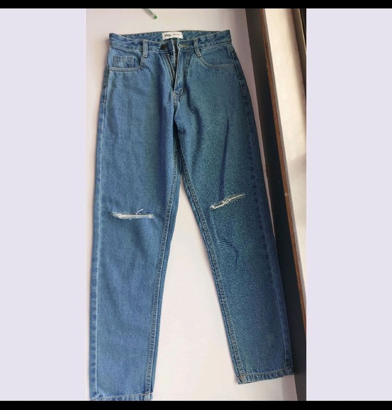 Zara Blue Mom Fit Jeans