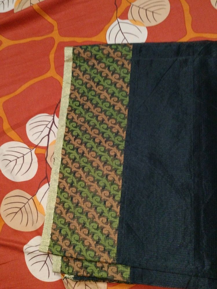 Black Women Kota Saree With Beautiful Printed Border. Peako False Already Done.