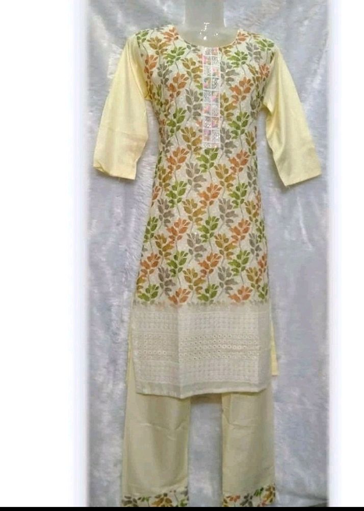 Kurti Set For Women Cream Colour