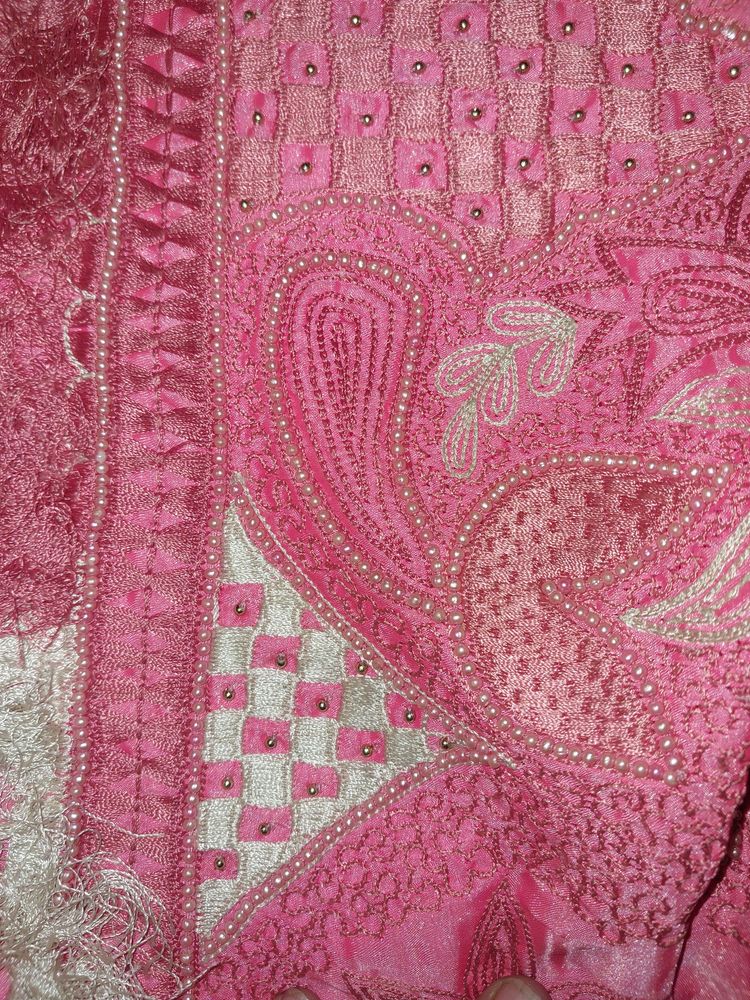Pure Silk Sareee With Aari Work All Over Handmade