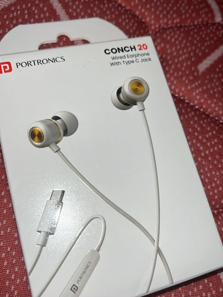 Earphones Golden Stop On White