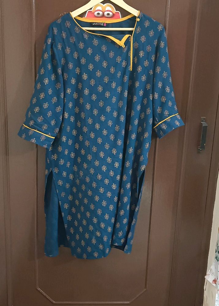 Navy Blue And Golden Kurti