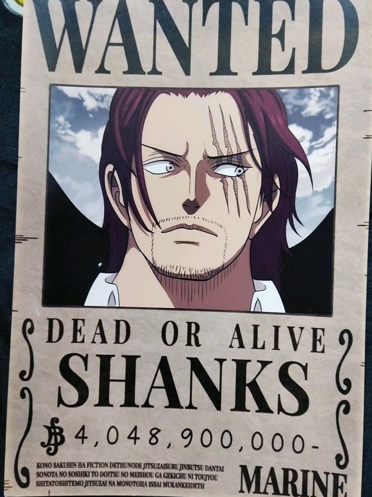 One Piece Shanks Wanted Poster