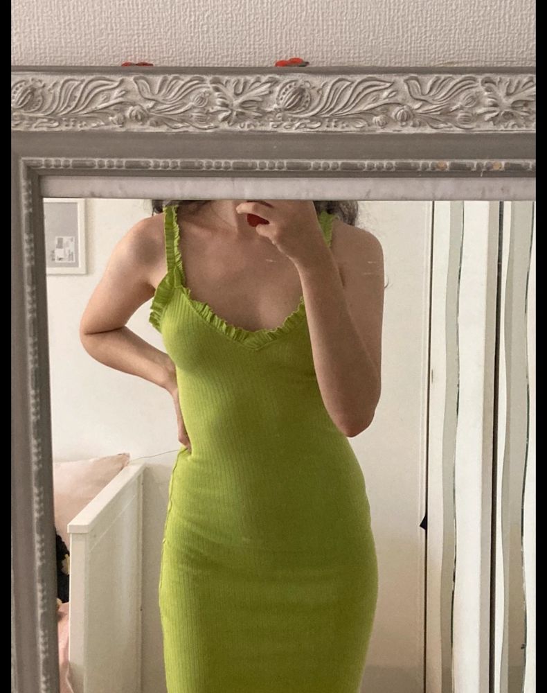 Zara Lime Ribbed Midi