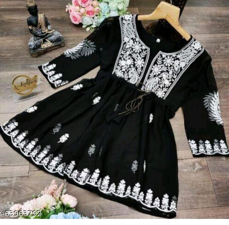 Black and White Chikankari Kurta