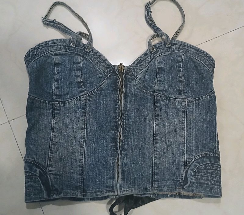 Trendy Denim Crop Top