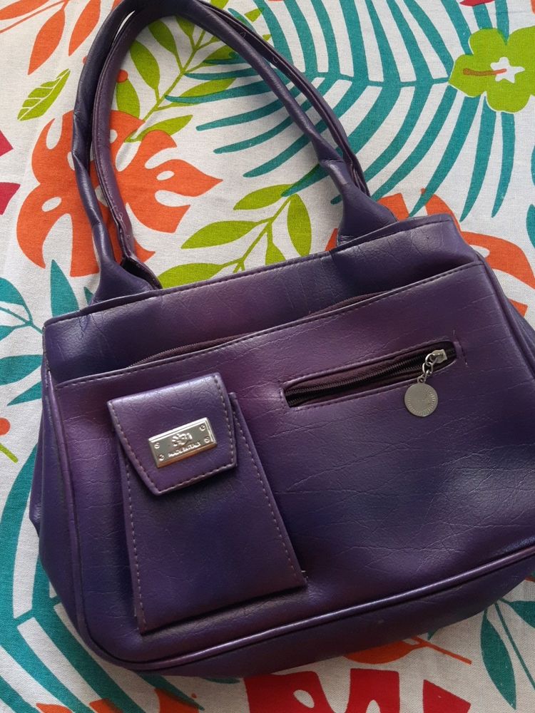 Leather Handbag (Purple Colour)