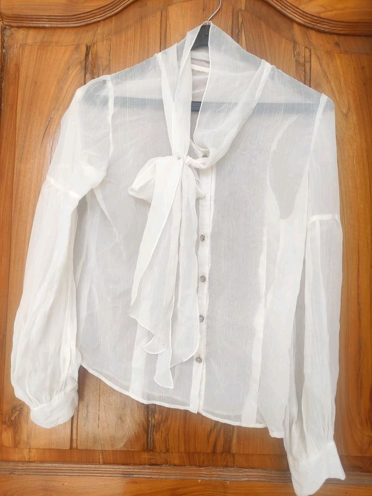 White Organza Shirt for Women