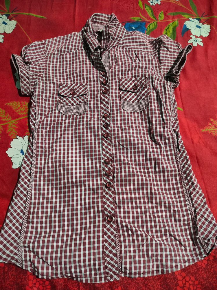 Ladies Red Checked Shirt