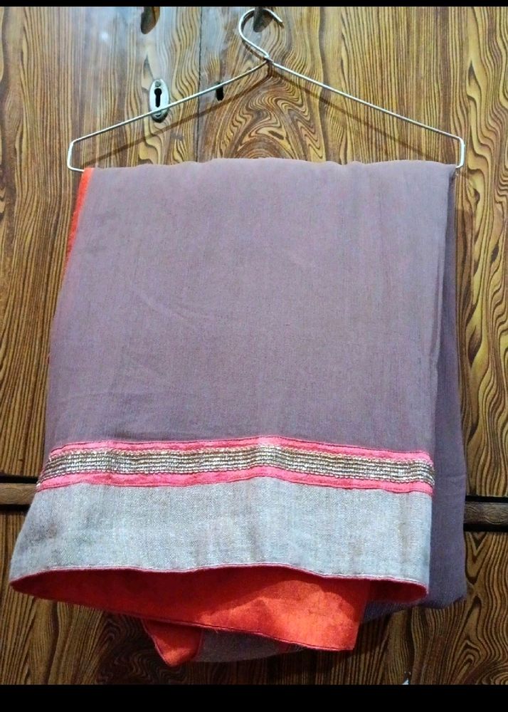 Grey And Orange Saree