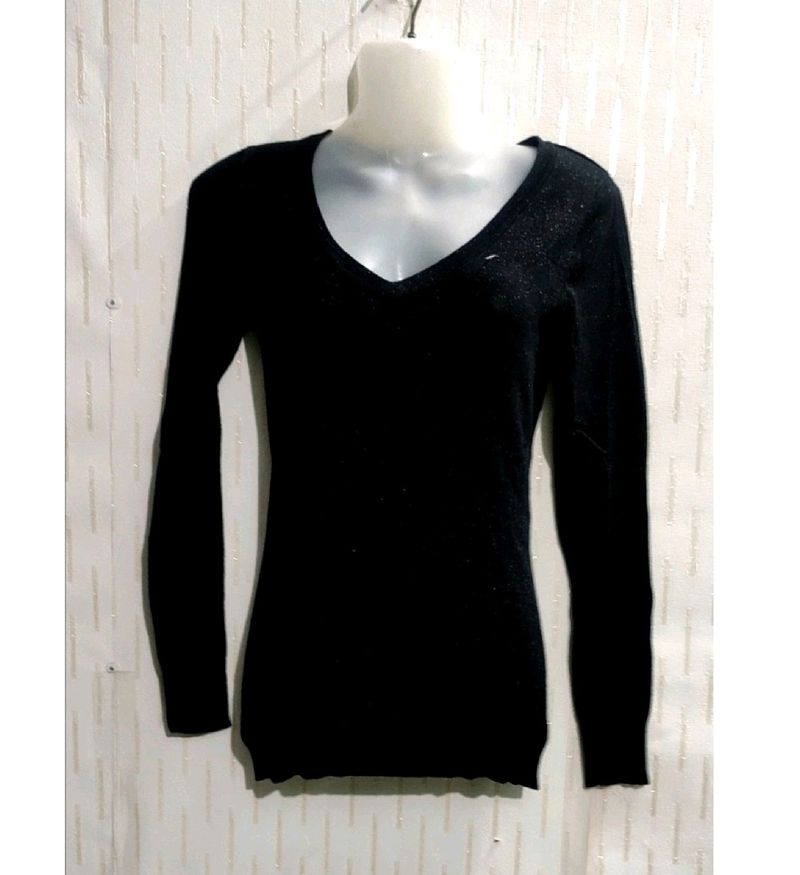 Black Shining Sweater Top