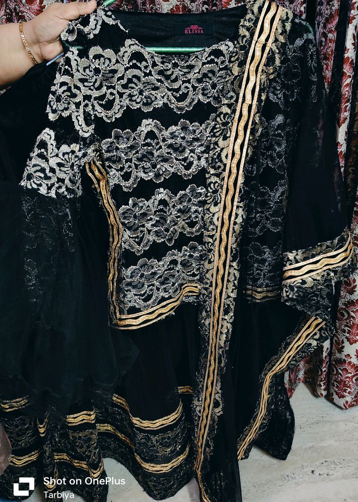 Black And Golden Lehenga