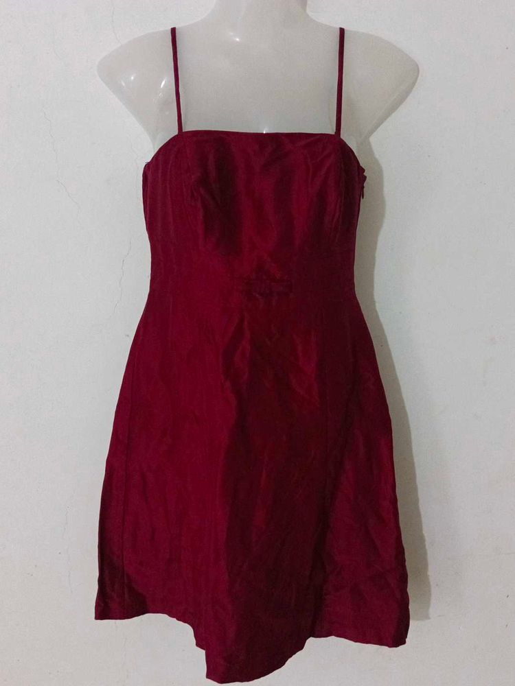 SEXY MAROON SILK DRESS