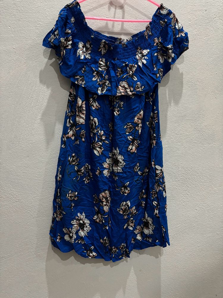 Blue Off shoulder Dress