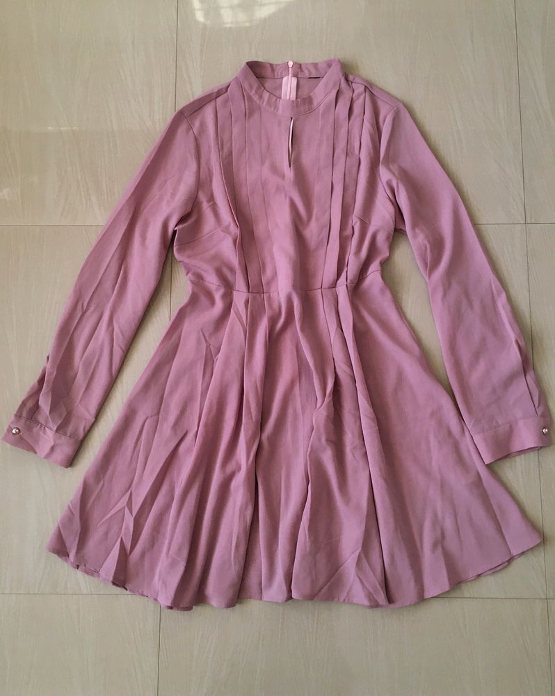Rose Pink Pleated Dress