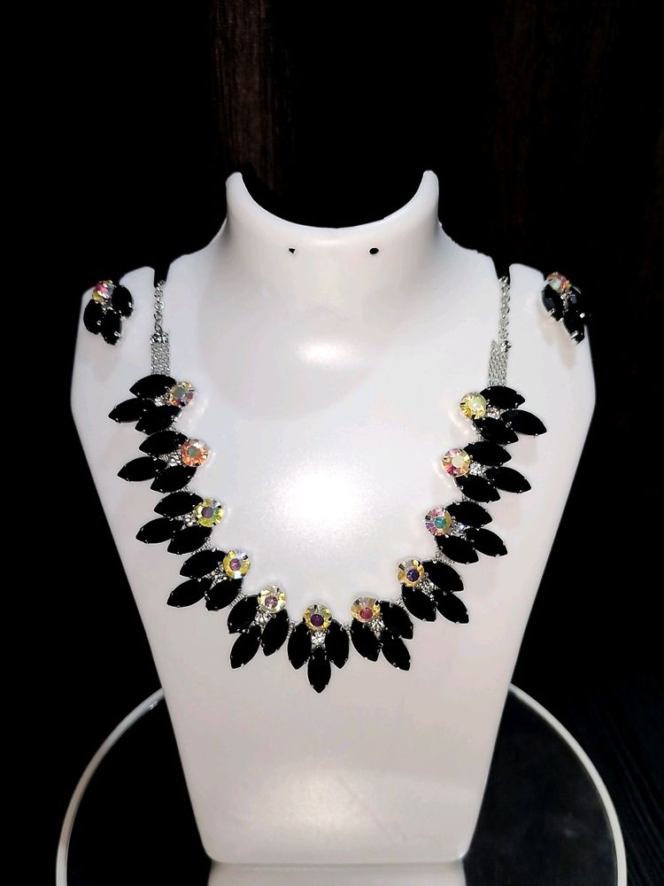 Original Glass Stone Necklace set With Earring