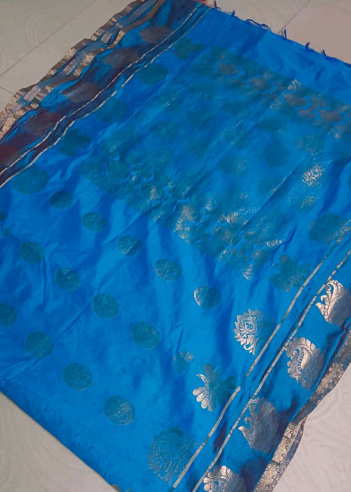 Blue Colour Women Cotton Silk Zaree Saree