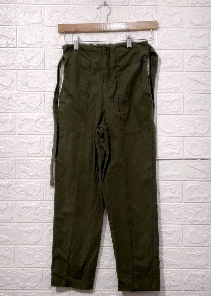 Max Women Olive Cotton Pant | Waist 26 | Hip 30