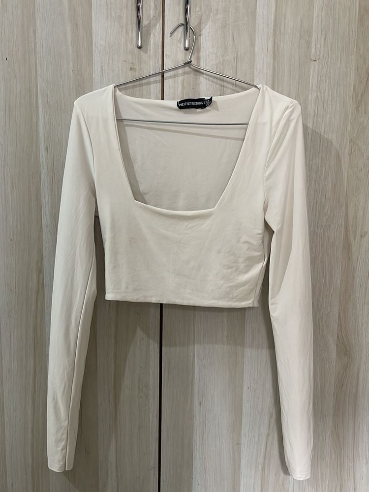 White square neck top