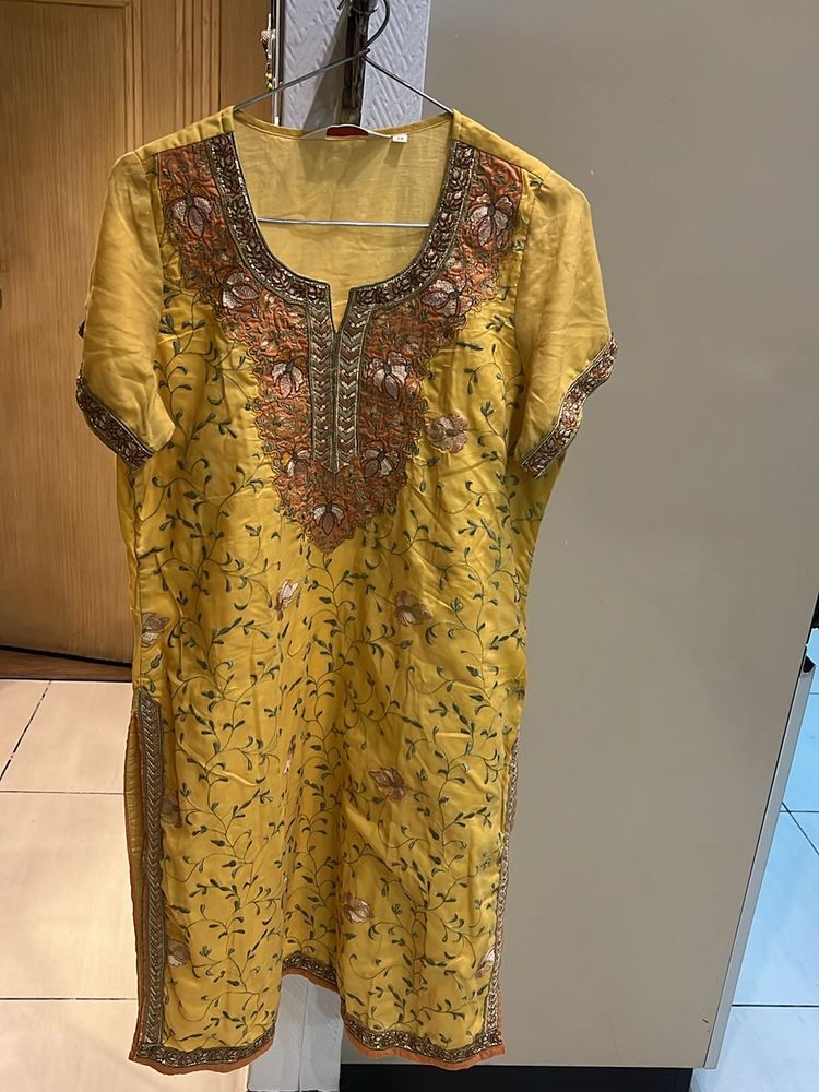 Mustard Kurta With Embroidery