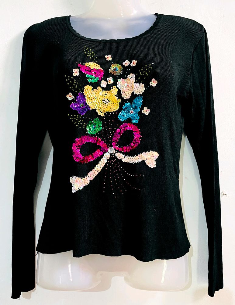 Black Flower Top For Girls