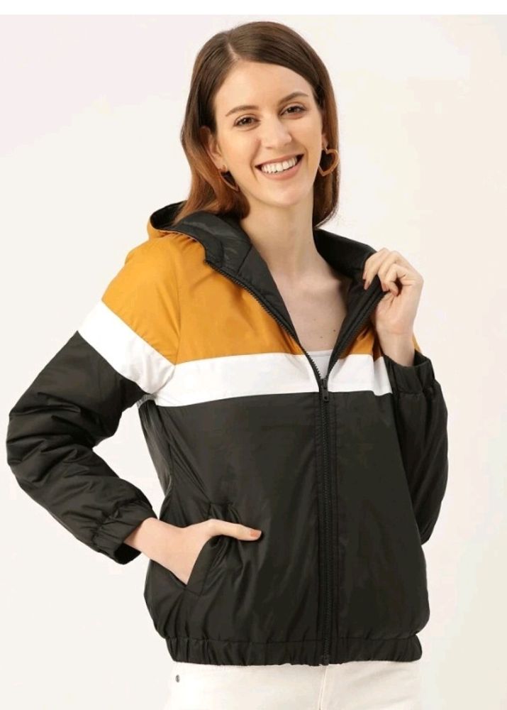 Women Colorblock Bomber Jacket